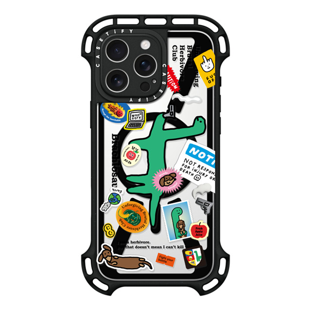 JOGUMAN x CASETiFY iPhone 16 Pro Max ケース ブラック ウルトラ バウンスケース MagSafe対応 Brachiosaurus Sticker