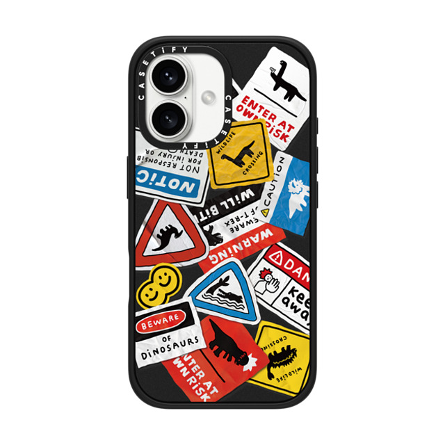 JOGUMAN x CASETiFY iPhone 16 Case Sticker,Dinosaur Matte Black Impact Case MagSafe Compatible Beware of Dinosaurs Father's Day JOGUMAN x CASETiFY iPhone 16 Case Sticker,Dinosaur Matte Black Impact Case MagSafe Compatible Beware of Dinosaurs Father's Day