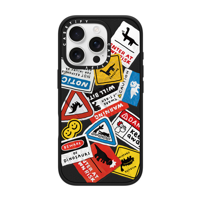JOGUMAN x CASETiFY iPhone 16 Pro Case Sticker,Dinosaur Matte Black Impact Case MagSafe Compatible Beware of Dinosaurs Father's Day JOGUMAN x CASETiFY iPhone 16 Pro Case Sticker,Dinosaur Matte Black Impact Case MagSafe Compatible Beware of Dinosaurs Father's Day