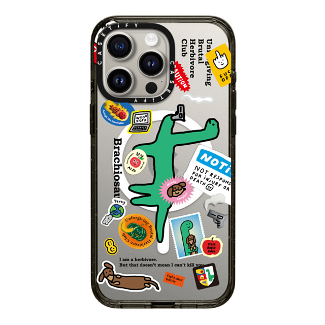 JOGUMAN x CASETiFY iPhone 15 Pro Max ケース ブラック インパクトケース MagSafe対応 Brachiosaurus Sticker