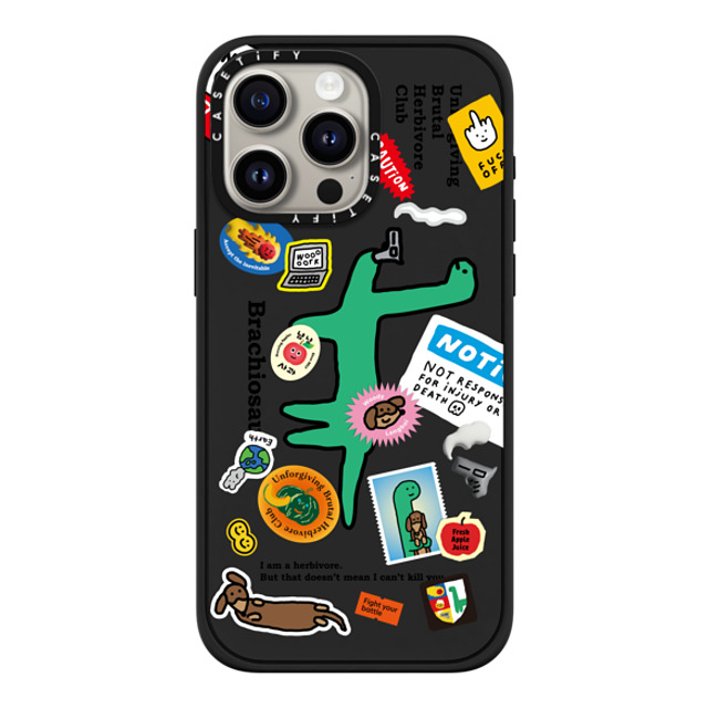 JOGUMAN x CASETiFY iPhone 15 Pro Max ケース マットブラック インパクトケース MagSafe対応 Brachiosaurus Sticker