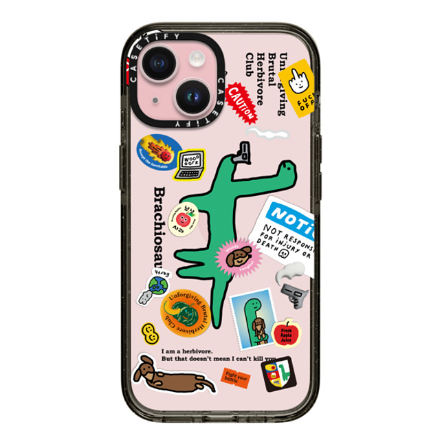 JOGUMAN x CASETiFY iPhone 15 ケース ブラック インパクトケース Brachiosaurus Sticker