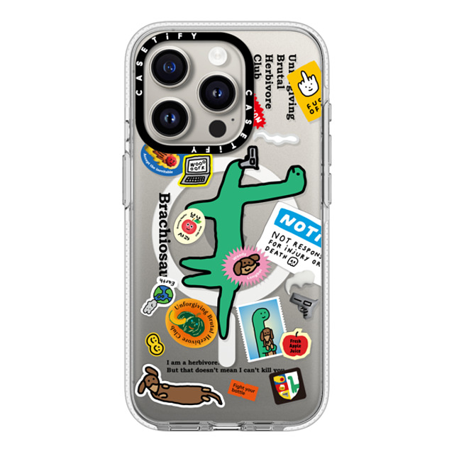 JOGUMAN x CASETiFY iPhone 15 Pro ケース クリア クリア ケース MagSafe対応 Brachiosaurus Sticker