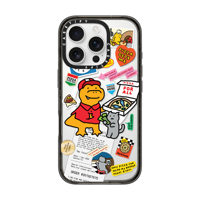 JOGUMAN x CASETiFY iPhone 16 Pro ケース ブラック インパクトケース MagSafe対応 Cutest Pizza Boy