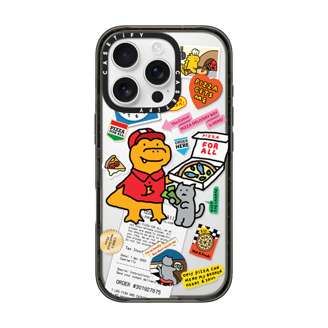 JOGUMAN x CASETiFY iPhone 16 Pro ケース ブラック インパクトケース Cutest Pizza Boy