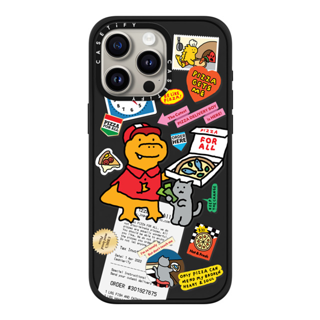 JOGUMAN x CASETiFY iPhone 15 Pro Max ケース マットブラック インパクトケース MagSafe対応 Cutest Pizza Boy