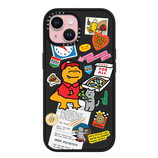 JOGUMAN x CASETiFY iPhone 15 ケース マットブラック インパクトケース MagSafe対応 Cutest Pizza Boy