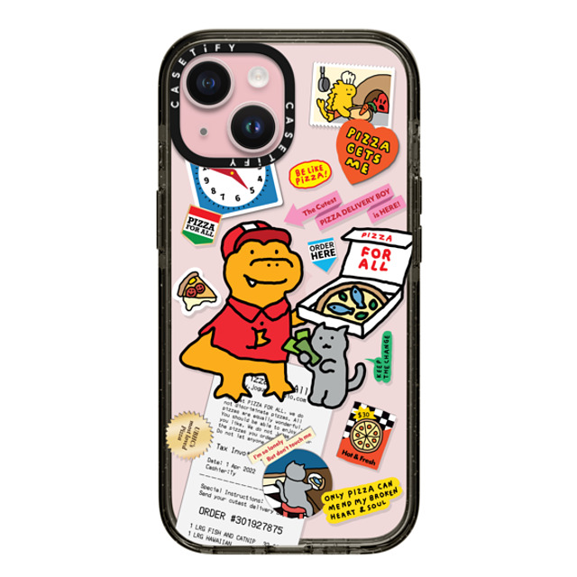 JOGUMAN x CASETiFY iPhone 15 ケース ブラック インパクトケース Cutest Pizza Boy