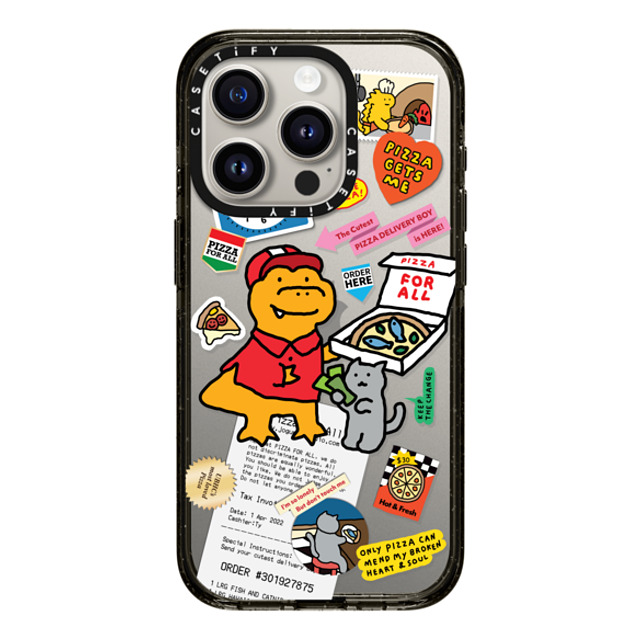 JOGUMAN x CASETiFY iPhone 15 Pro ケース ブラック インパクトケース Cutest Pizza Boy