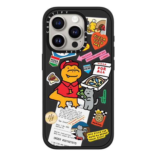 JOGUMAN x CASETiFY iPhone 15 Pro ケース マットブラック インパクトケース MagSafe対応 Cutest Pizza Boy