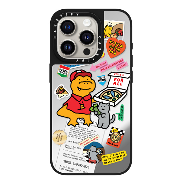 JOGUMAN x CASETiFY iPhone 15 Pro Case Silver on Black ミラーケース MagSafe対応 Cutest Pizza Boy JOGUMAN x CASETiFY iPhone 15 Pro Case Silver on Black ミラーケース MagSafe対応 Cutest Pizza Boy