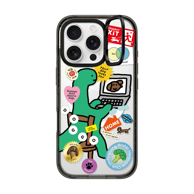 JOGUMAN x CASETiFY iPhone 16 Pro ケース ブラック インパクトリングスタンドケース MagSafe対応 I Miss My Dog