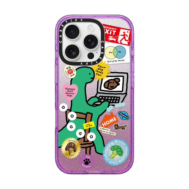 JOGUMAN x CASETiFY iPhone 16 Pro Case Glitter Purple Impact Case MagSafe Compatible I Miss My Dog JOGUMAN x CASETiFY iPhone 16 Pro Case Glitter Purple Impact Case MagSafe Compatible I Miss My Dog