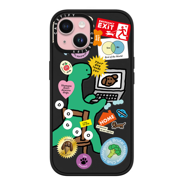 JOGUMAN x CASETiFY iPhone 15 ケース マットブラック インパクトケース MagSafe対応 I Miss My Dog