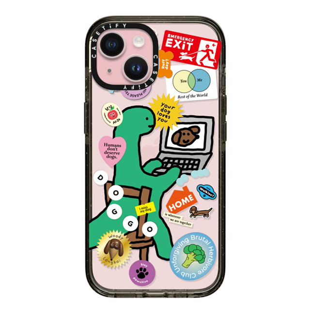 JOGUMAN x CASETiFY iPhone 15 ケース ブラック インパクトケース I Miss My Dog