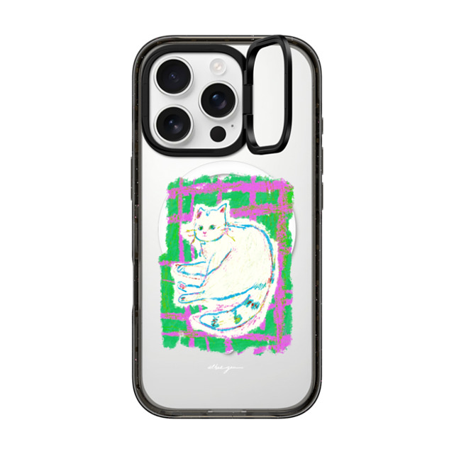 Albee Yau x CASETiFY iPhone 16 Pro ケース Cat,Animal ブラック インパクトリングスタンドケース MagSafe対応 Never leave your cat and the blanket by Albee Yau Father's Day Albee Yau x CASETiFY iPhone 16 Pro ケース Cat,Animal ブラック インパクトリングスタンドケース MagSafe対応 Never leave your cat and the blanket by Albee Yau Father's Day