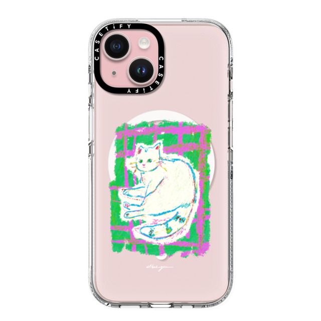 Albee Yau x CASETiFY iPhone 15 Case Cat,Animal Clear Clear Case MagSafe Compatible Never leave your cat and the blanket by Albee Yau Mother's Day Albee Yau x CASETiFY iPhone 15 Case Cat,Animal Clear Clear Case MagSafe Compatible Never leave your cat and the blanket by Albee Yau Mother's Day