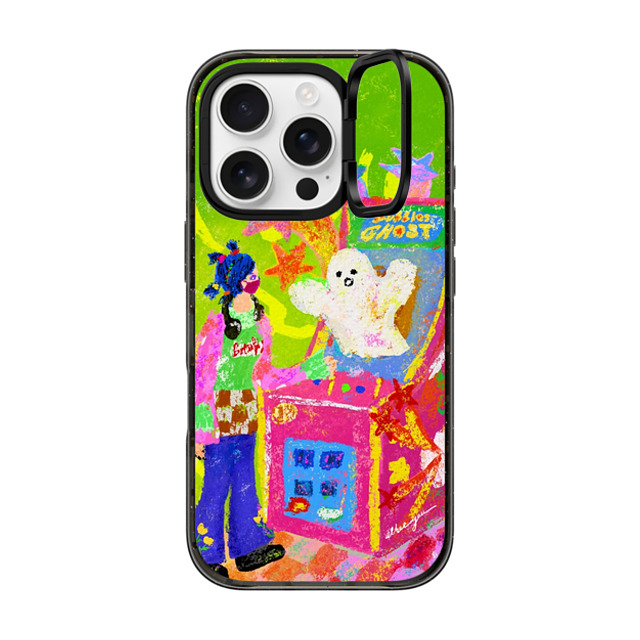 Albee Yau x CASETiFY iPhone 16 Pro ケース Star,Cartoon ブラック インパクトリングスタンドケース MagSafe対応 Bubble Ghost vs Bubble Girl by Albee Yau Back to School Albee Yau x CASETiFY iPhone 16 Pro ケース Star,Cartoon ブラック インパクトリングスタンドケース MagSafe対応 Bubble Ghost vs Bubble Girl by Albee Yau Back to School