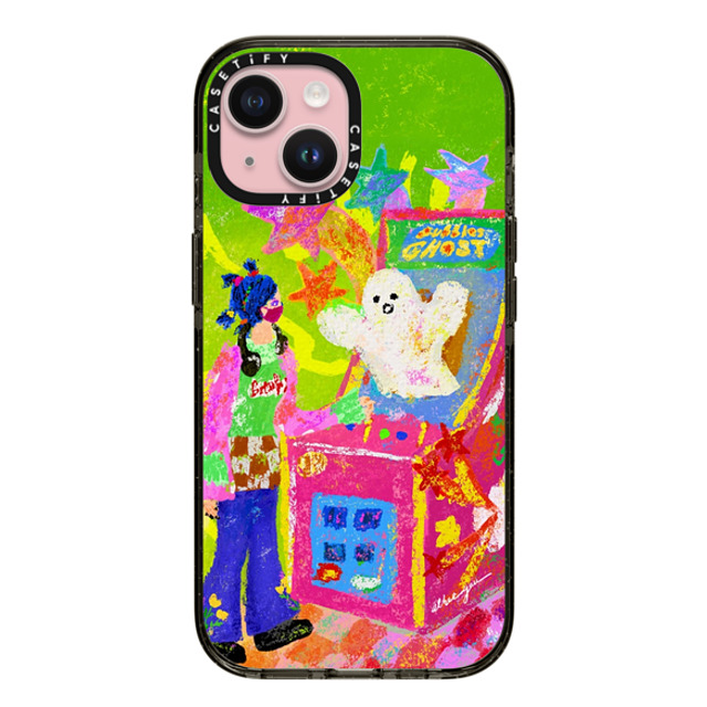 Albee Yau x CASETiFY iPhone 15 Case Star,Cartoon Black Impact Case MagSafe Compatible Bubble Ghost vs Bubble Girl by Albee Yau Back to School Albee Yau x CASETiFY iPhone 15 Case Star,Cartoon Black Impact Case MagSafe Compatible Bubble Ghost vs Bubble Girl by Albee Yau Back to School